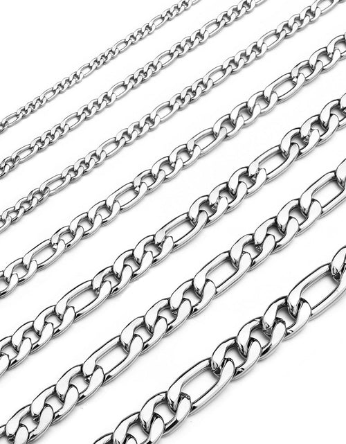 Load image into Gallery viewer, Figaro Chain Necklace Stainless Steel Real Gold Plated Chains for Men Women Jewelry
