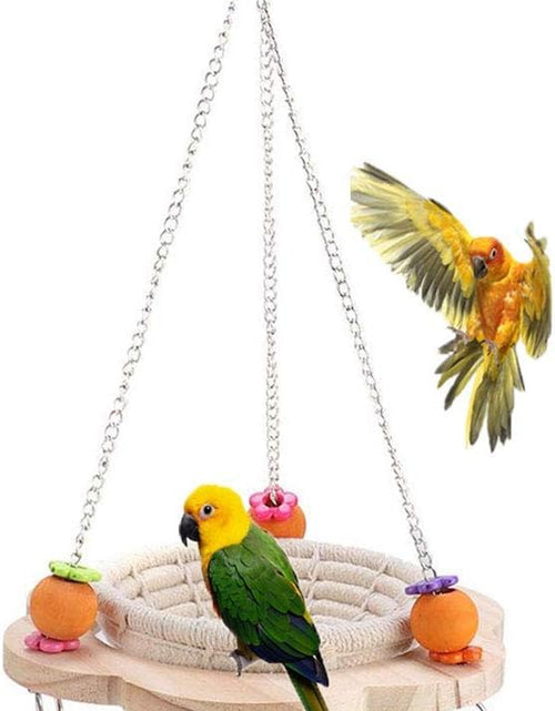 Load image into Gallery viewer, Bird Hammock Bed Hanging Swing Nest Cotton Weave Hemp Rope Hut with Colorful Bells and Chew Toy for Parrot Parakeet Cockatiel Conure Lovebird Budgie

