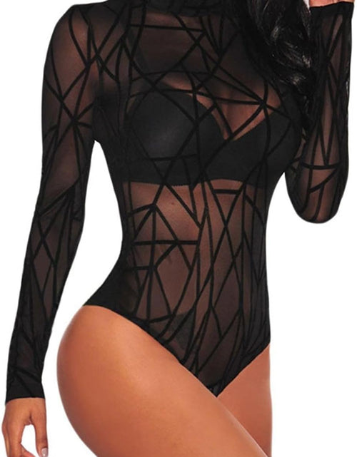 Load image into Gallery viewer, Women Sexy Sheer Floral Lace Bodysuit Long Sleeve Teddy Lingerie
