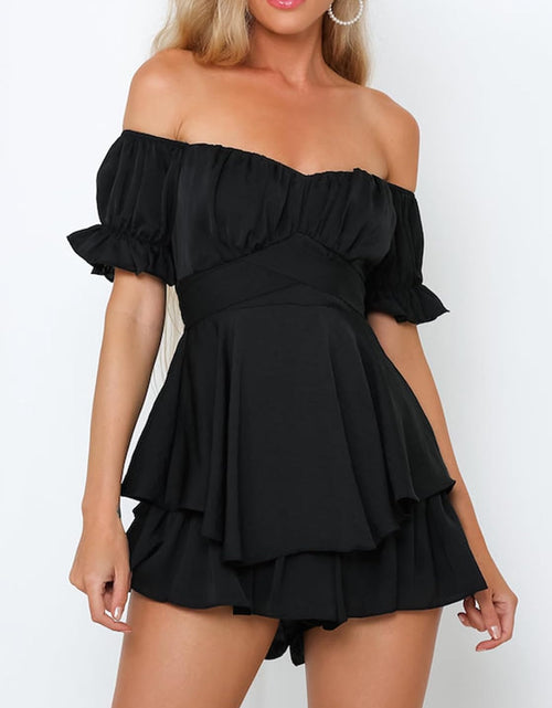 Load image into Gallery viewer, Women Boho Romper off Shoulder Ruffle Chiffon Shorts Jumpsuit Playsuit
