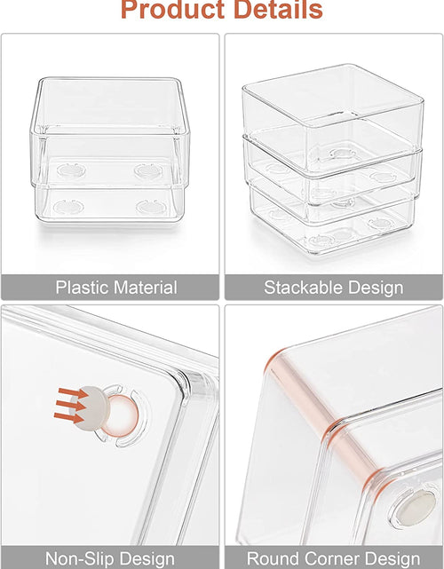 Load image into Gallery viewer, 22-Piece Drawer Organizer with Non-Slip Silicone Pads, 4-Size Clear Desk Drawer Organizer Trays Storage Tray for Makeup, Jewelries, Utensils in Bedroom Dresser, Office and Kitchen, Clear
