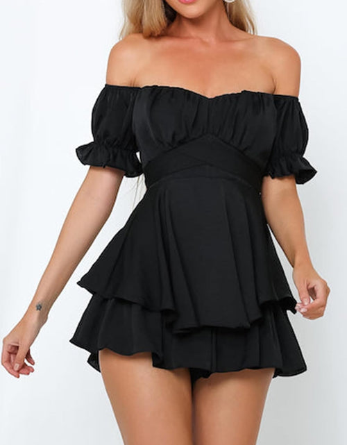 Load image into Gallery viewer, Women Boho Romper off Shoulder Ruffle Chiffon Shorts Jumpsuit Playsuit
