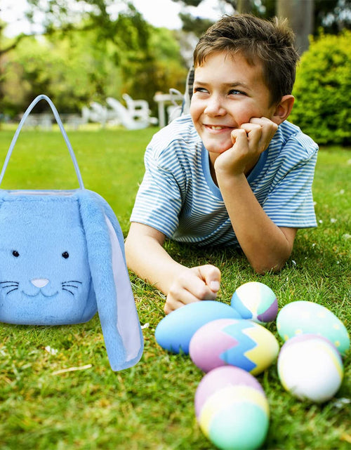 Load image into Gallery viewer, Plush Easter Bunny Basket, Monogrammed Bunny Easter Buckets with Long Plush Ear, Egg Hunting Easter Gift Bags for Kids Boys Girls, Easter Tote Bags for Easter Decorations Candy Gifts…
