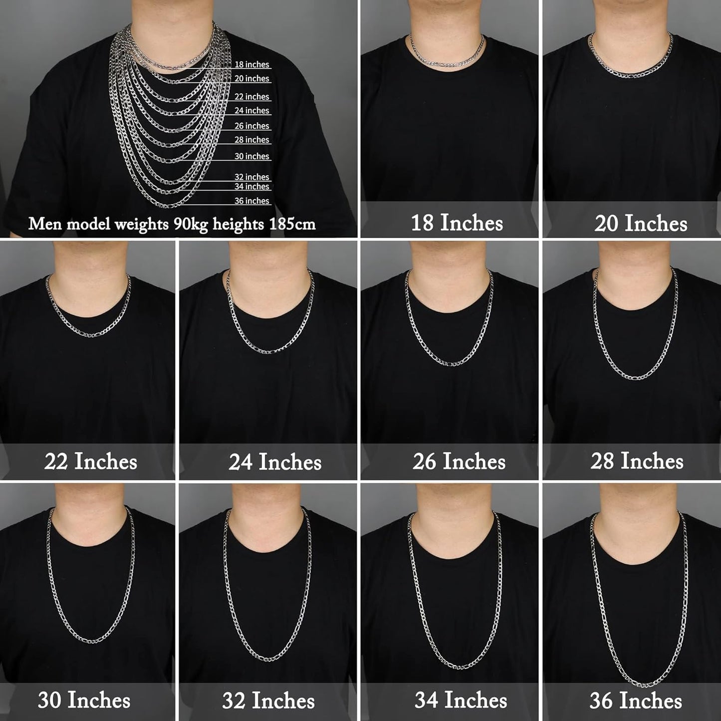 Figaro Chain Necklace Stainless Steel Real Gold Plated Chains for Men Women Jewelry