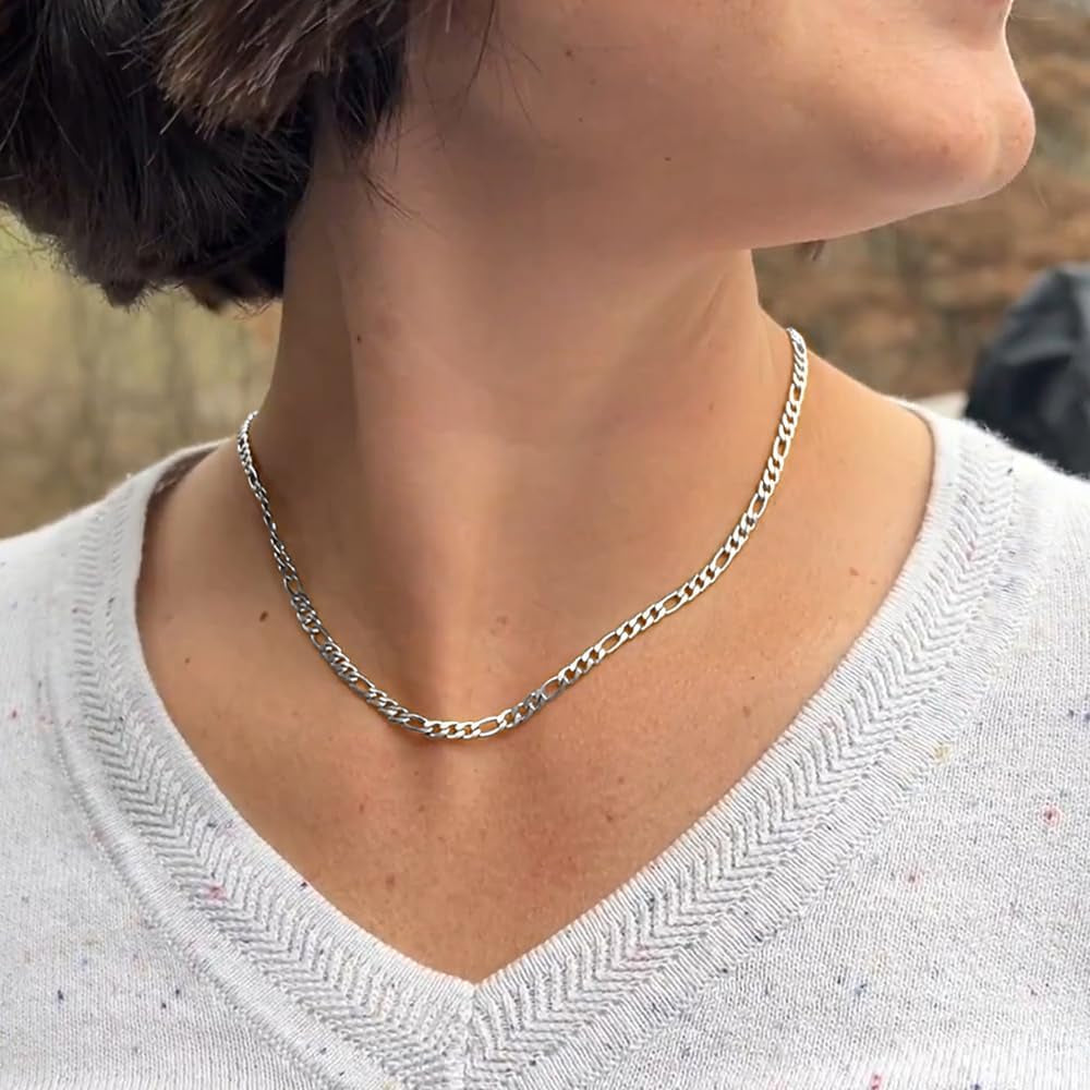 Figaro Chain Necklace Stainless Steel Real Gold Plated Chains for Men Women Jewelry