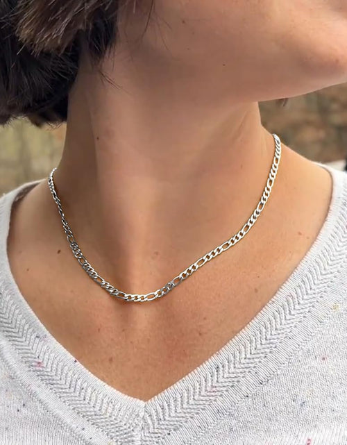 Load image into Gallery viewer, Figaro Chain Necklace Stainless Steel Real Gold Plated Chains for Men Women Jewelry
